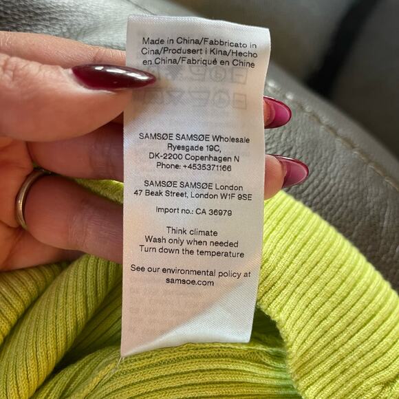 Samsøe Samsøe Everly Twist Front Organic Cotton Lime Green Sweater Size XL - Picture 10 of 10
